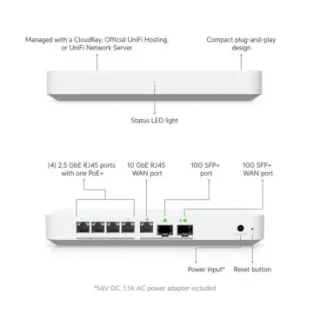 Ubiquiti UXG-Fiber Gateway con 4 puertos de 2,5 Gbe uno de ellos PoE (30W)