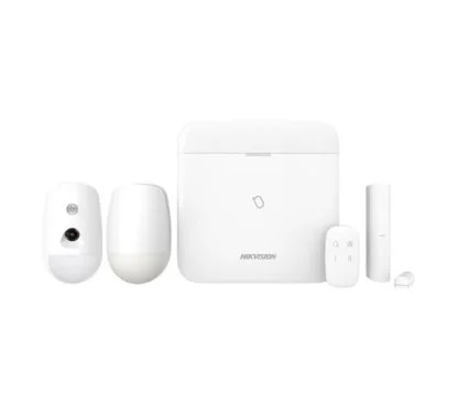 Hikvision KIT PROMO AXPRO Kit de alarma con panel de control, 2 detectores (PIR/PIRCAM), sensor de puerta/ventana y mando a