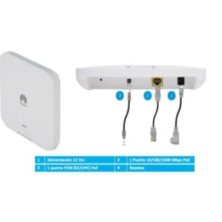 Huawei F600C-30-1GH Punto de acceso WiFi6 y fibra GPON Uplink(XC/UPC) 1GE + 2 x 2 MIMO (2.4 GHz & 5 GHz) 12V DC/POF (Power