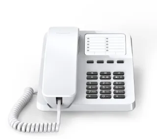 Gigaset DESK 400 white Terminal básico analógico blanco con 4 teclas de marcación directa, compatible ayudas auditivas