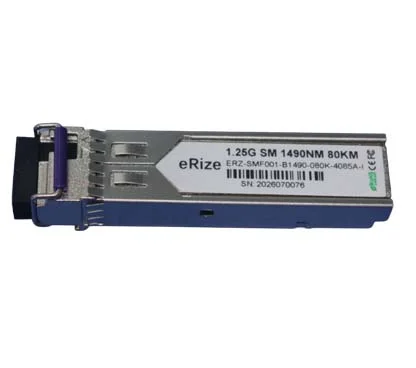 eRize ERZ-SMF001-B1490-080K-4085A-I - Módulo SFP Industrial BiDi, 1.25G, Monomodo (SM), Conector LC, 80KM, RX 1550 nm TX 1490