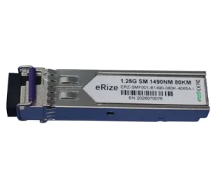 eRize ERZ-SMF001-B1490-080K-4085A-I - Módulo SFP Industrial BiDi, 1.25G, Monomodo (SM), Conector LC, 80KM, RX 1550 nm TX 1490