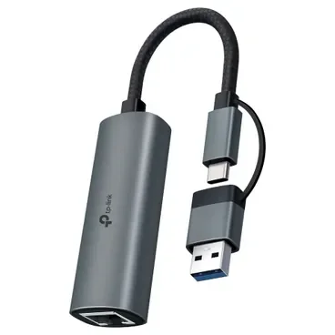 TP-Link UE310C Adaptador Gigabit Ethernet USB 3.0 con conectores Type-C y Type-A, hasta 1000 Mbps, carcasa de aluminio, Plug