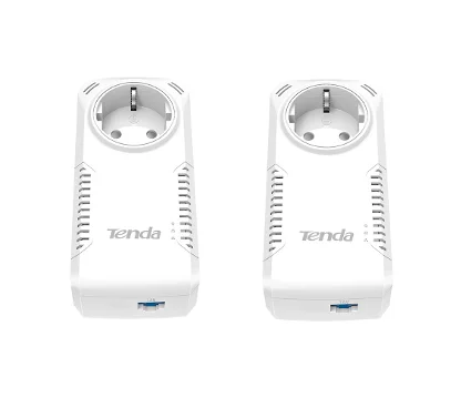 Tenda P1001P Kit Pack de 2 Adaptadores Powerline Gigabit, Enchufe Supletorio, Puerto Gigabit Ethernet, Homeplug AV2