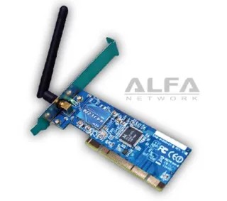 Alfa Network AWPCI036t - Tarjeta Wireless PCI, 802.11g 2,4 Ghz, 54Mbps, Antena Desenroscable