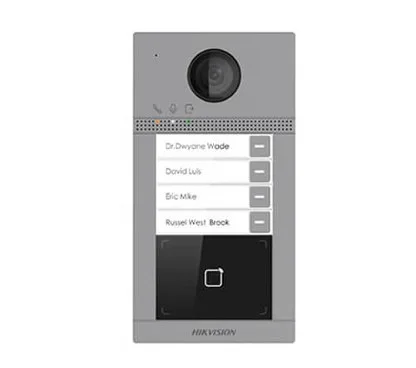 Hikvision DS-KV8413-WME1(C)/Flush Videoportero Exterior IP Formato Empotrado, Cámara 2MP, 4 Pulsadores, Lector Mifare, WiFi