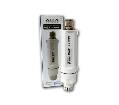 Alfa Network Tube-2HP - AP/CPE Wireless 802.11n, Resistente a Intemperie, Conector N macho, Sin Antena y Sin Inyector Poe