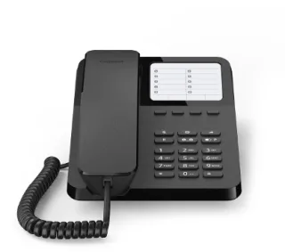 Gigaset DESK 400 black Terminal básico analógico negro con 4 teclas de marcación directa, compatible ayudas auditivas