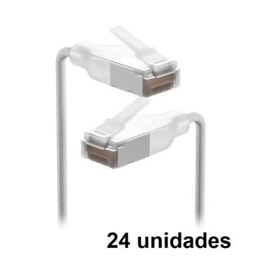 Ubiquiti UACC-CABLE-PATCH-EL-C6A-0.15M-W-24 Pack de 24 cables RJ45 de 0.15M blindado con trenzado ultrafino (diámetro