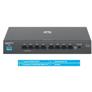Huawei F200D-8P MiniFTTO ONT/ONU GPON OptiXtar 1 puerto de fibra SC/UPC, 8 puertos GE todos POE/POE+