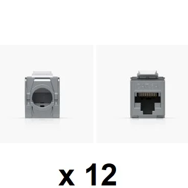 Ubiquiti UACC-KEYSTONE-JACK-C6A Pack 12 conectores RJ45 Cat6A para terminación de una toma Ethernet sin necesidad de crimpar