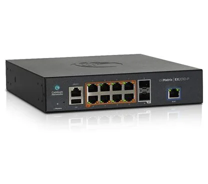Cambium Networks MX-EX2010PxA-E Intelligent Ethernet PoE Switch, 8 x 1G and 2 SFP fiber ports, L2 & L3 functionality