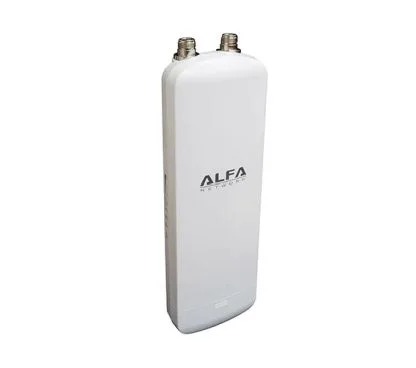 Alfa Network N5QF AP/CPE Resistente a Intemperie, 802.11an 5 Ghz, Sin Antena, 2x Conectores N Macho, 2x RJ45, PoE 24V