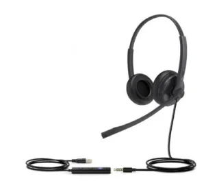Yealink UH34 SE Dual UC / TEAMS Auriculares biaurales con conexión mini jack 3,5 y cable adaptador USB-A YHC20T SE
