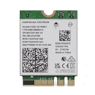 Alfa Network Intel AX210.NGWG, M.2 interface Tarjeta de red inalámbrica interna Wi-Fi 6E y Bluetooth 5.2 para ordenadores