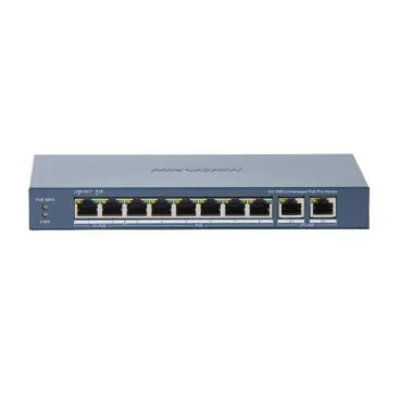 Hikvision DS-3E0310HP-E(C) Switch PoE de 8 puertos de cobre 10/100 (8 puertos PoE+ Extendido 250m) + 2 puertos 10/100/1000