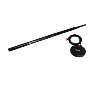 Alfa Network ARS-N19M Antena Dipolo para Interior, 2,4Ghz. 9dBi + Base Magnética, Embajale Cartón