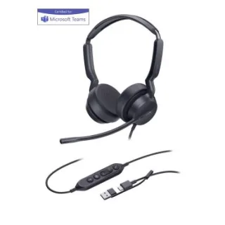 Yealink UH44 Dual UC / Teams USB-C/A Auricular biaural con cable adaptador USB-C/A Teams