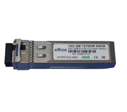 eRize ERZ-SMF010-B1270-040K-4085A-I - Módulo SFP Industrial 10G SFP+ BiDi, Monomodo (SM), Conector LC, 40KM, RX 1330 nm TX