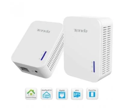 Tenda P1000x2 Producto reacondicionado 2 x AV1000 Gigabit Powerline Adapter Starter kit Plug-and-Play Design: Lower Power
