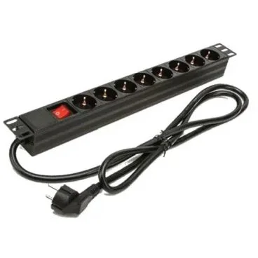 Phasak BNS 1518 Regleta 19 pulgadas con interruptor (1.5M) 8 tomas - Schuko