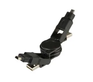 Value 11.99.8817 CABLE USB 2.0 0,7 M, 4 EN 1, CONECTORES A M/ MINI USB 5 PIN - A M/ MICRO USB M RETRACTIL