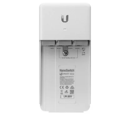 Ubiquiti N-SW Nanoswitch para exterior, 4x puertos gigabit:3 PoE Out y 1x PoE In