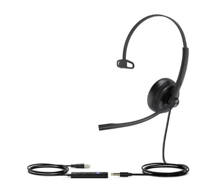 Yealink UH34 SE Mono UC / TEAMS Auriculares monoaurales con conexión mini jack 3,5mm y cable adaptador USB-A YHC20T SE