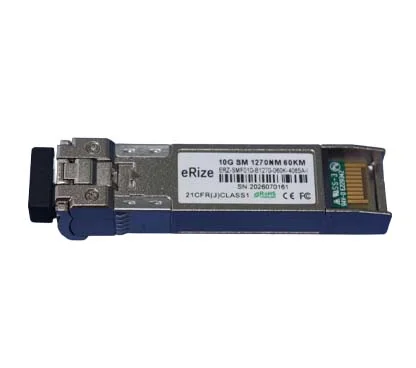 eRize ERZ-SMF010-B1270-060K-4085A-I - Módulo SFP Industrial 10G SFP+ BiDi, Monomodo (SM), Conector LC, 60KM, RX 1330 nm TX