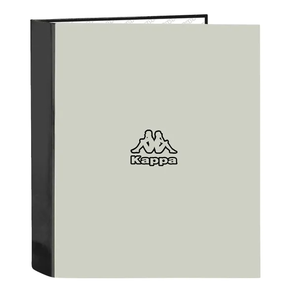 Safta Kappa Grey Carpeta con 4 Anillas 40mm - Tapas Duras Forradas - Formato Folio - 270x60x330mm - Color Negro y Gris