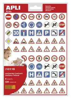Apli Bolsa de Gomets Tematicos Las Señales de Trafico - 320 Gomets - Adhesivo Permanente - Desarrollados con Educadores - Ideales para Educacion Vial - Normas EN-71 Cumplidas · Pack de 10 ud
