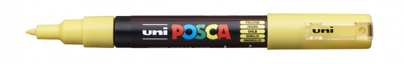 Posca PC-1M Marcador de Pintura - Punta de Poliester Conica 0.7mm - Tinta Base al Agua - Resistente a la Luz - Color Amarillo · Pack de 6 uds.