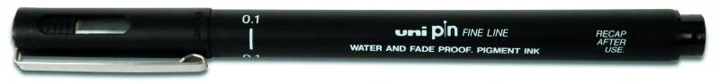 Uni-ball PIN01-200(S) Rotulador Calibrado - Punta Poliacetal 0.1mm - Tinta Pigmentada Resistente al Agua y Luz - Color Negro · Pack de 12 uds.