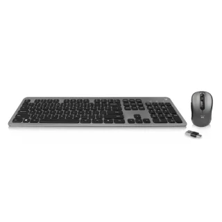 Ewent Pack Teclado + Raton Inalambrico para Oficina - Receptor USB-A 2.4Hz - 1600dpi - Disposicion Inglesa QWERTY US - Incluye Pilas AA/AAA - Teclas Silenciosas de Perfil Bajo - Color Negro/