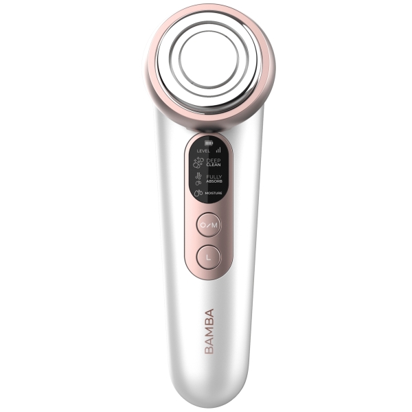 Cecotec Bamba FaceCare LightSonic Masajeador Facial - Pantalla LCD - Modos de Cuidado Facial - Funcion Calor - Luz LED - Limpieza Ionica - Microcorrientes EMS - 60min de Autonomia - Color Bl