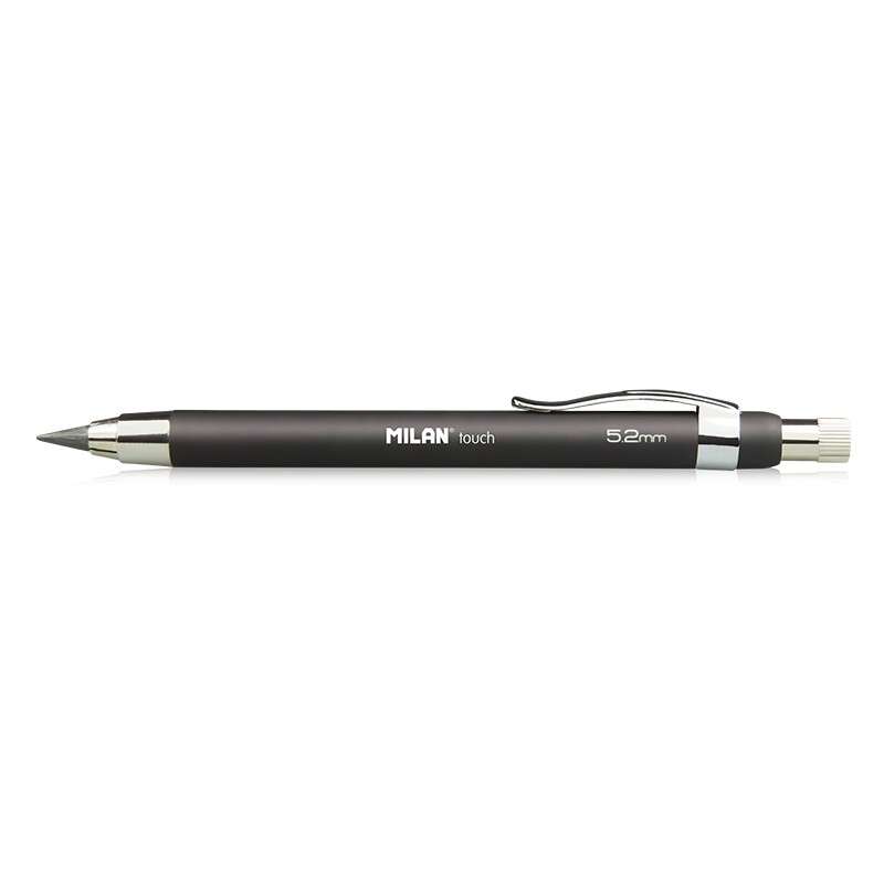 Milan Portaminas Profesional con Afilaminas - Mina 5.2mm - Alta Calidad - Diseño y Funcionalidad - Color Negro · Pack de 6 uds.
