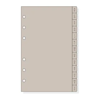 Finocam R464 Indice Alfabetico para Agendas Open - 8 Solapas - Formato 400 - 100x2x152mm - PVC - Color Beige Grisaceo