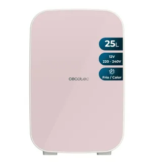 Cecotec Bolero MiniCooling 25L Bahamas Pink Mini Frigorifico Portatil - Capacidad 25L - 12V/220V - Temperatura Regulable - Enfria hasta 7ºC - Funcion Calentamiento hasta 65ºC - Color Rosa Pa