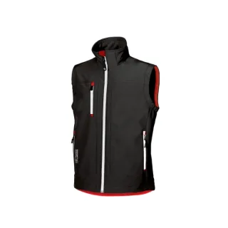Upower Climb Chaleco de Trabajo Soft Shell - Talla 2XL - Tejido Elastico Transpirable, Resistente al Viento y Agua, Bolsillo para Movil con Cremallera, Proteccion DPI1 - Color Negro Carbon