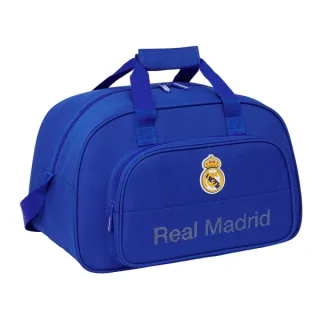 Safta Real Madrid Bolsa de Deporte - Bolsillo Frontal - Bandolera Ajustable - Asa Forrada - Doble Tirador Cremallera - Tacos Proteccion Base - Fondo Extraible - 22L - 400x230x240mm - Color A