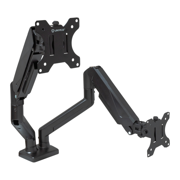 Unykach UK1479 Soporte de Mesa con Brazo Articulado para 2 Monitores de 13"-32" - Giratorio, Resorte de Gas - Gestion de Cables - Peso Max 10kg - VESA 100x100mm