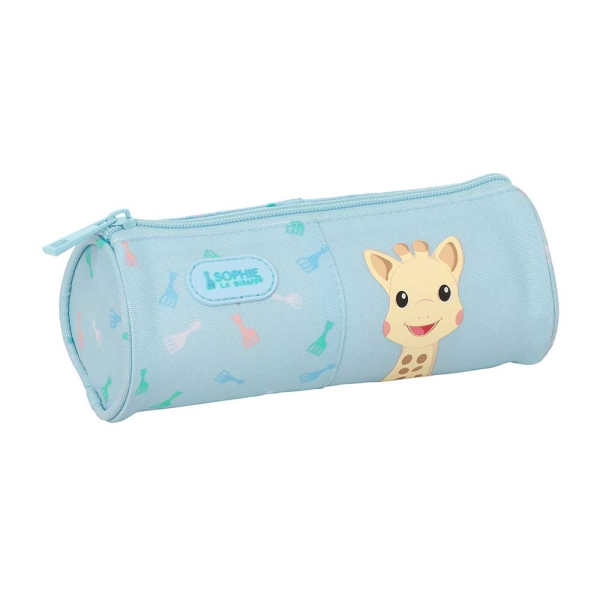 Safta Sophie la Girafe Dreams Portatodo - Tirador Facil de Abrir - Material Reciclado - Resistente al Agua - 1L - 200x70x70mm - Color Azul Claro