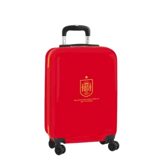 Safta Seleccion Española de Futbol Maleta Trolley de Cabina 20” - Cierre con Candado - Panel con Cremallera - Cintas con PVC - Asa Flexible PVC - 40.10L - 345x200x550mm - Color Rojo