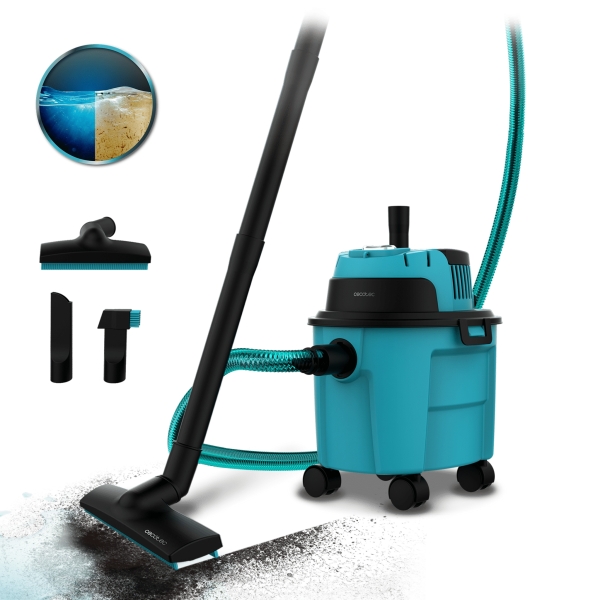 Cecotec Conga Rockstar Wet and Dry Compact Garden Aspirador de Trineo para Solidos y Liquidos - 1000W - Funcion de Soplado - Incluye Accesorios - Radio de 5m - Facil Transporte - Color Turqu
