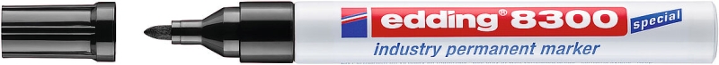 Edding 8300 Rotulador Permanente Industrial - Punta Redonda 1.5-3mm - Tinta Resistente al Desgaste, Roce y Luz - Color Negro · Pack de 10 uds.