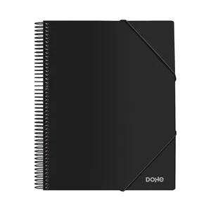 Dohe Carpeta con 40 Fundas Tamaño A4 - Tapa de Polipropileno Opaco 800 Micras - Fundas Transparentes 80 Micras - Espiral de Plastico Color y Gomas Elasticas a Juego