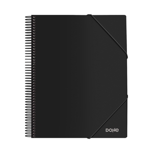 Dohe Carpeta con 40 Fundas Tamaño A4 - Tapa de Polipropileno Opaco 800 Micras - Fundas Transparentes 80 Micras - Espiral de Plastico Color y Gomas Elasticas a Juego