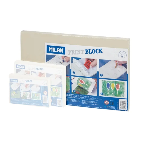Milan Print Block Plancha de Grabado - Formato L - 15x30x0.9cm - Color Blanco