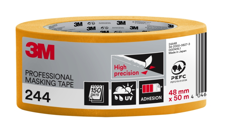 3M Cinta de Enmascarar Profesional - Multisuperficie - 48mm x 50m - 100% PEFC - Color Naranja