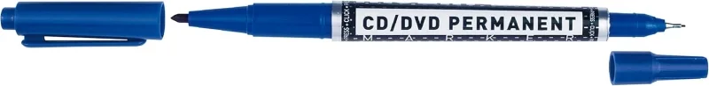 Molin Rotulador Permanente para CD, DVD - Doble Punta 0.4 y 1mm - Tinta Permanente con Base Alcohol - Color Azul · Pack de 12 uds.